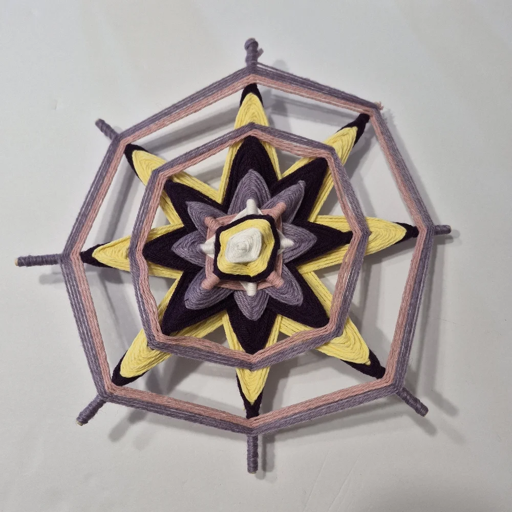Handmade Ojo de Dios Mandala Yarn Wall Hanging Boho Decor 12in Spiritual Art